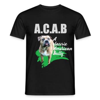 Un Bully américain classique sans oreilles amarrées ACAB - T-shirt homme - noir - Devant - AI Model Male 178 light (178cm)