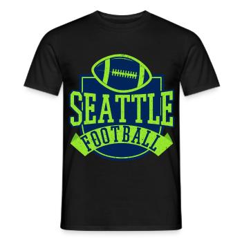Seattle Football Neon Badge - Männer T-Shirt - Schwarz - Vorne - AI Model Male 178 light (178cm)