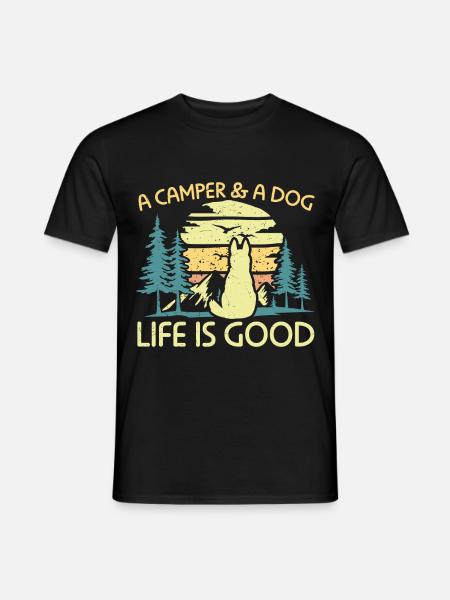 Camping ein Wohnmobil und ein Hundeleben ist gut - Männer T-Shirt - Schwarz