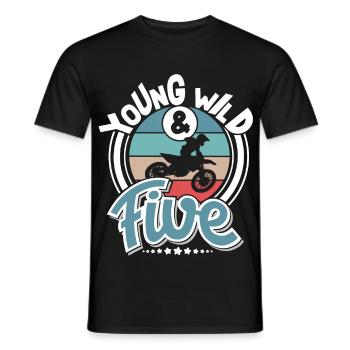 Motocross Kinder 5 Jahre Young Wild And Five - Männer T-Shirt - Schwarz - Vorne - AI Model Male 178 light (178cm)