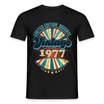 Geburtsjahr 1977 Geburtstag Vintage - Männer T-Shirt - Schwarz - Vorne - AI Model Male 178 light (178cm)