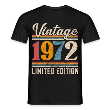 1972 Année de naissance Vintage Retro Vintage - T-shirt homme - noir - Devant - AI Model Male 178 light (178cm)