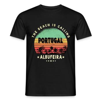 Albufeira Portugal Beach vintage design - Men's T-Shirt - black - Front - AI Model Male 178 light (178cm)