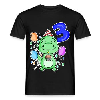 3 years old - Dinosaurs - 3rd birthday gift - Men's T-Shirt - black - Front - AI Model Male 178 light (178cm)