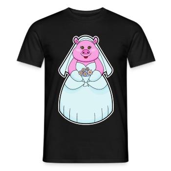 Schwein Braut Schleier Hochzeit - Männer T-Shirt - Schwarz - Vorne - AI Model Male 178 light (178cm)