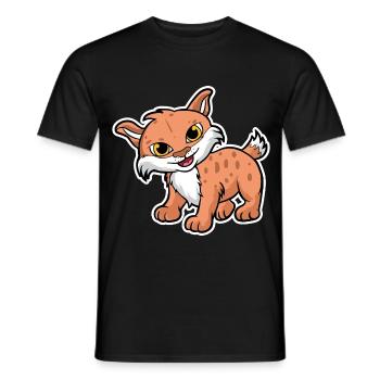 Lynx Cartoon Illustration Kawaii Für Kinder - Männer T-Shirt - Schwarz - Vorne - AI Model Male 178 light (178cm)