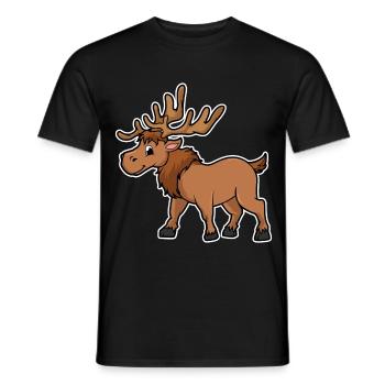 Elk Cartoon Illustration Kawaii pour les enfants - T-shirt homme - noir - Devant - AI Model Male 178 light (178cm)