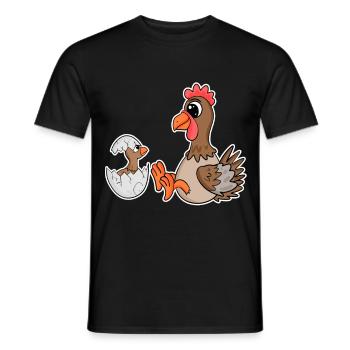 Poulet avec bébé poulet - T-shirt homme - noir - Devant - AI Model Male 178 light (178cm)