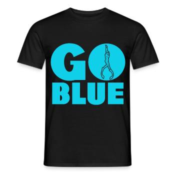 Go Blue - Apnea Freediving - Men's T-Shirt - black - Front - AI Model Male 178 light (178cm)