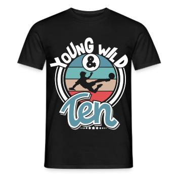 Football 10 ans fête d’anniversaire des enfants - T-shirt homme - noir - Devant - AI Model Male 178 light (178cm)