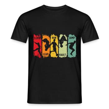 Parkour Escalade Saut en course libre Saut en saut - T-shirt homme - noir - Devant - AI Model Male 178 light (178cm)