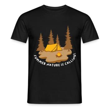Camping Adventure Hiking Quote Summer Nature Is Ca - Men's T-Shirt - black - Front - AI Model Male 178 light (178cm)