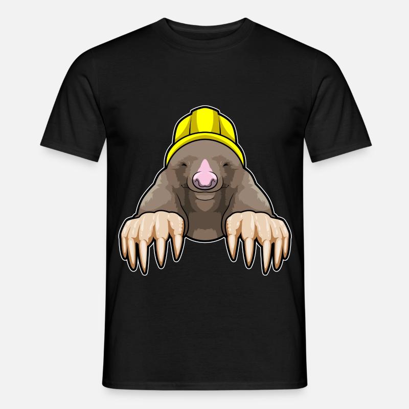 Maulwurf als Bergmann mit Helm - Männer T-Shirt - Schwarz
