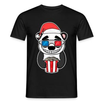 Weihnachten Panda Bär Popcorn Kino - Männer T-Shirt - Schwarz - Vorne - AI Model Male 178 light (178cm)