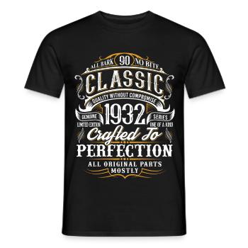 90e anniversaire Année de naissance 1932 Année de naissance - T-shirt homme - noir - Devant - AI Model Male 178 light (178cm)