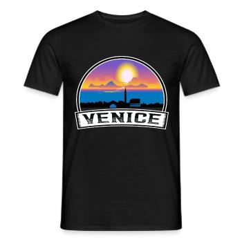 Venedig Italien Skyline Vintage Sonnenuntergang Reisen Souveni - Männer T-Shirt - Schwarz - Vorne - AI Model Male 178 light (178cm)