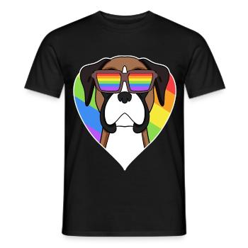 Boxer Hund Regenbogen Herz - Männer T-Shirt - Schwarz - Vorne - AI Model Male 178 light (178cm)