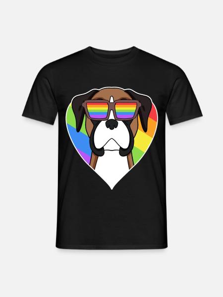 Boxer Dog Rainbow Heart - Men's T-Shirt - black