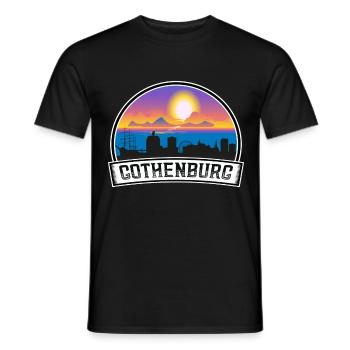 Göteborg Suède Skyline Vintage Sunset Travel So - T-shirt homme - noir - Devant - AI Model Male 178 light (178cm)