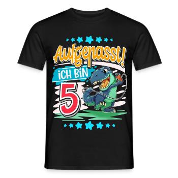 5. Geburtstag 5 Jahre Dinosaurier T Rex - Männer T-Shirt - Schwarz - Vorne - AI Model Male 178 light (178cm)