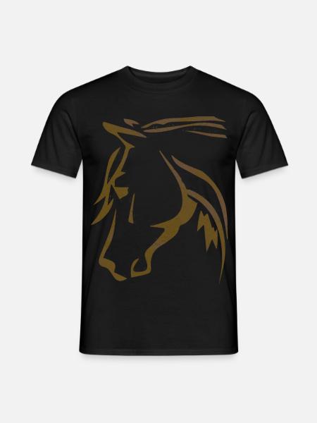 Cheval brun - Tête de cheval - Cavalier - Équitation - T-shirt homme - noir