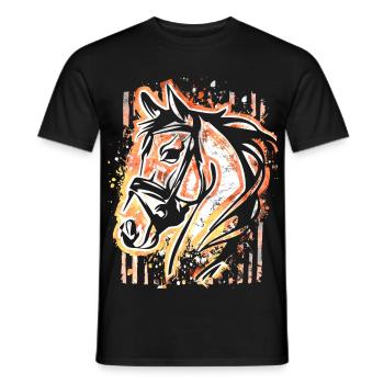 Cheval - Tête de cheval colorée - Équitation - Cavalier - Cheval - T-shirt homme - noir - Devant - AI Model Male 178 light (178cm)