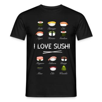 sushi kit love sushi essi sticks overview japan - Men's T-Shirt - black - Front - AI Model Male 178 light (178cm)