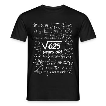 Chemise d’anniversaire racine racine carrée 625 25 ans - T-shirt homme - noir - Devant - AI Model Male 178 light (178cm)