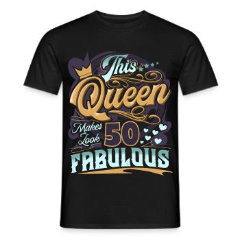 50ème Anniversaire 50 Ans Femmes Dames Reine - T-shirt homme - noir - Devant - AI Model Male 178 light (178cm)