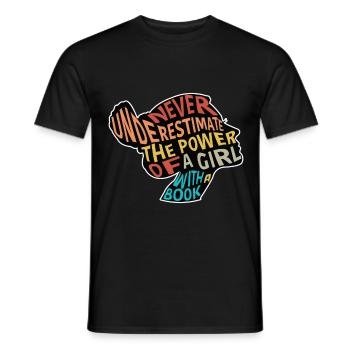 Ne sous-estimez jamais Power Girl avec Book - T-shirt homme - noir - Devant - AI Model Male 178 light (178cm)