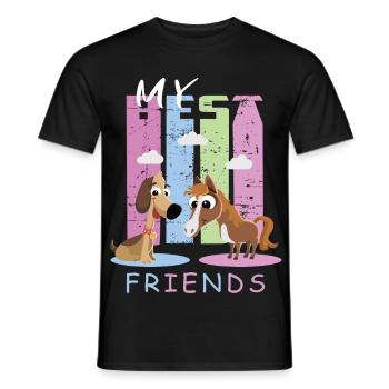 Horse and dog - Men's T-Shirt - black - Front - AI Model Male 178 light (178cm)