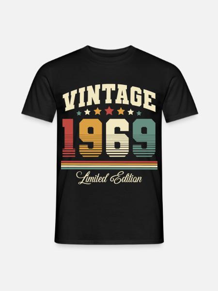 1969 Jahrgang Baujahr Geburtstag Vintage - Männer T-Shirt - Schwarz