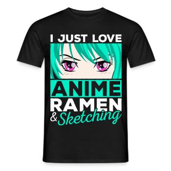 J’adore Anime Ramen Sketching Manga Cadeau - T-shirt homme - noir - Devant - AI Model Male 178 light (178cm)