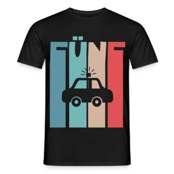 Polizeiauto 5 Jahre Kinder 5. Geburtstag Polizei - Männer T-Shirt - Schwarz - Vorne - AI Model Male 178 light (178cm)