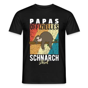 Papas Schnarchshirt Schlafshirt Faultier Retro - Männer T-Shirt - Schwarz - Vorne - AI Model Male 178 light (178cm)