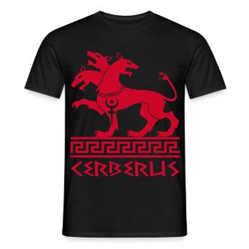 Red cerberus dog - Men's T-Shirt - black - Front - AI Model Male 178 light (178cm)