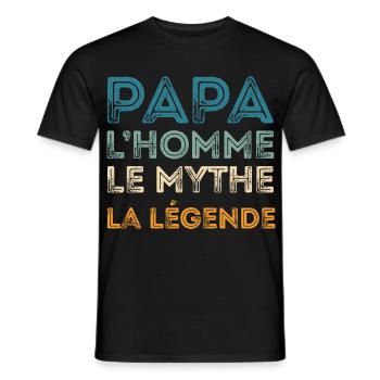 Papa Homme Mythe Légende - T-shirt homme - noir - Devant - AI Model Male 178 light (178cm)