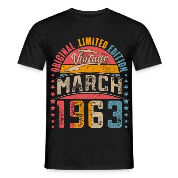 1963 Année de naissance Mars Anniversaire - T-shirt homme - noir - Devant - AI Model Male 178 light (178cm)