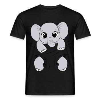 Bébé Éléphant Animal Drôle Porter Bébé Éléphant - T-shirt homme - noir - Devant - AI Model Male 178 light (178cm)