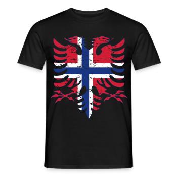 Albanien Norwegen Flagge used look - Männer T-Shirt - Schwarz - Vorne - AI Model Male 178 light (178cm)