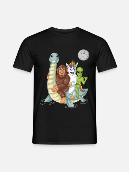 Bigfoot Alien Einhorn auf Loch Ness - Männer T-Shirt - Schwarz