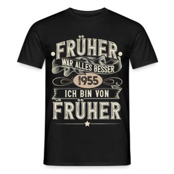 1955 Geburtstag Geburtsjahr Jahrgang - Männer T-Shirt - Schwarz - Vorne - AI Model Male 178 light (178cm)
