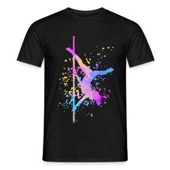 Pole Dance Fitness Couleur Splash Pole Dance - T-shirt homme - noir - Devant - AI Model Male 178 light (178cm)