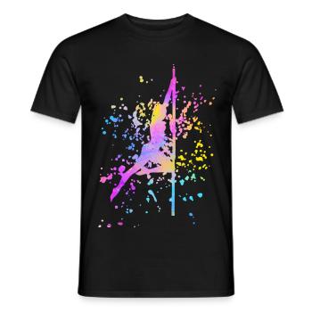 Pole Dance Fitness Couleur Splash Pole Dance - T-shirt homme - noir - Devant - AI Model Male 178 light (178cm)