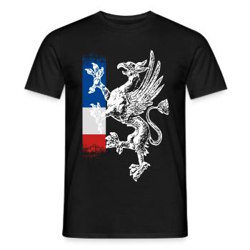 stehender Greif blau weiss rot Rostock - Männer T-Shirt - Schwarz - Vorne - AI Model Male 178 light (178cm)