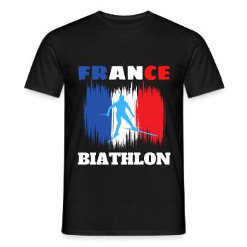 Design Biathlon France Tricolore fan sport - Men's T-Shirt - black - Front - AI Model Male 178 light (178cm)