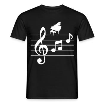 Piano - Men's T-Shirt - black - Front - AI Model Male 178 light (178cm)