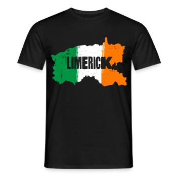 Limerick Ireland Flag | County Outline Map - Men's T-Shirt - black - Front - AI Model Male 178 light (178cm)