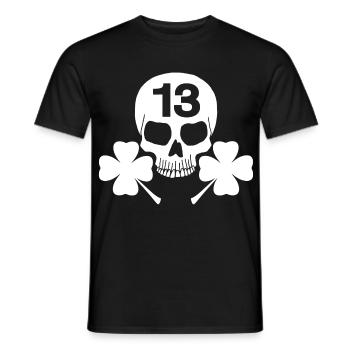 Crâne blanc porte-bonheur - T-shirt homme - noir - Devant - AI Model Male 178 light (178cm)