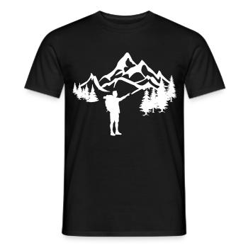 Hikers in the mountains white - Men's T-Shirt - black - Front - AI Model Male 178 light (178cm)